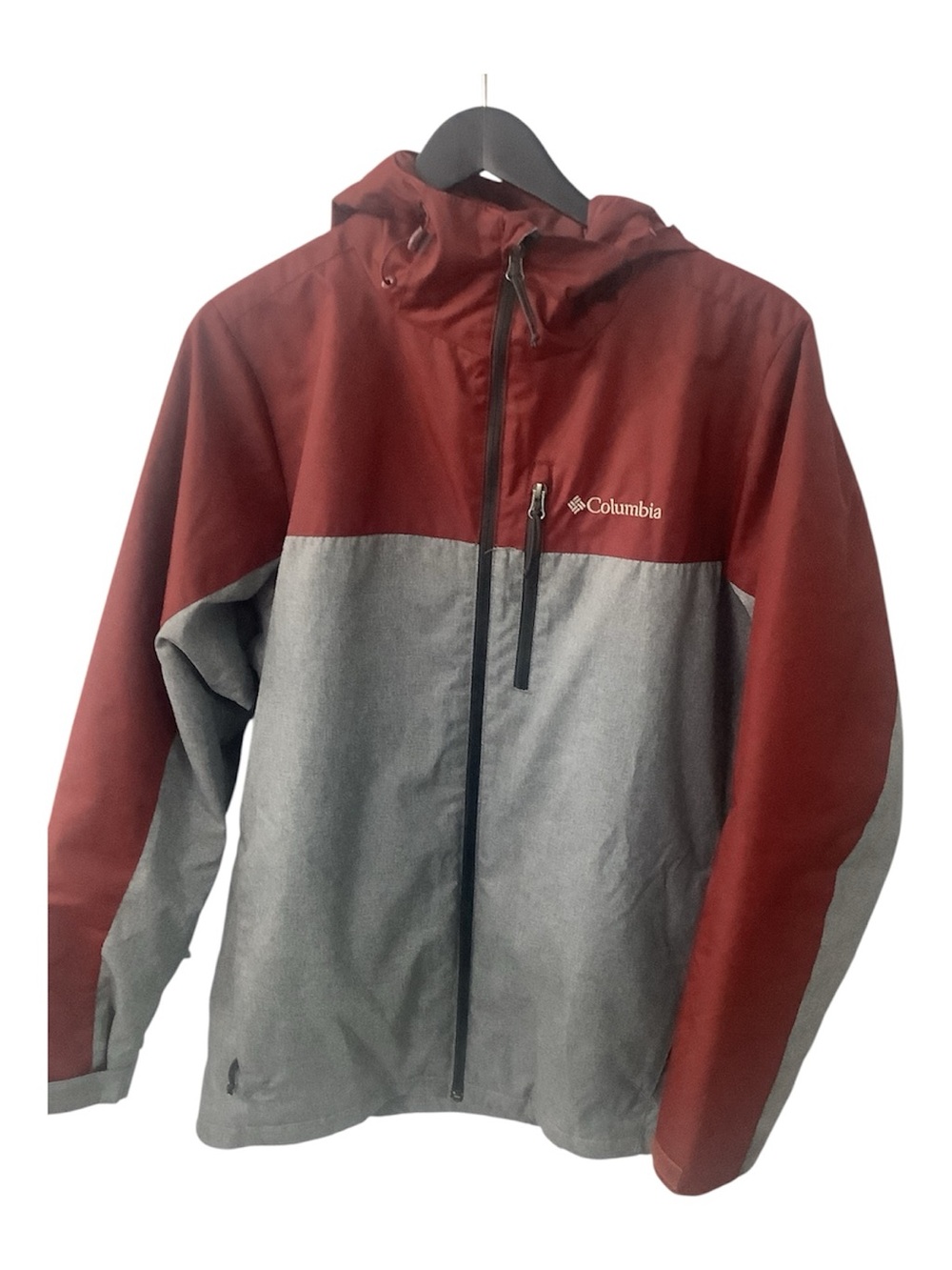 Columbia Men's Hooded Colorblock Jacket iMerlot and Gray  Size S